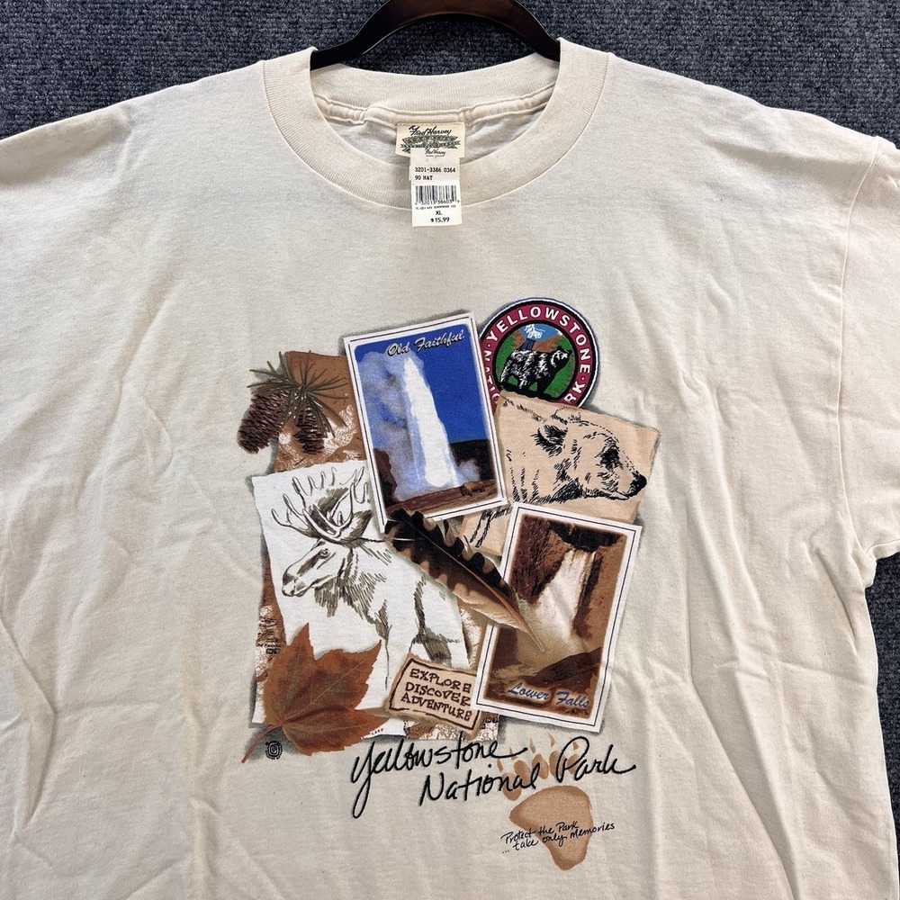NWT Vintage 90's Yellowstone National Park Shirt XL Beige Fred Harvey Trading Co